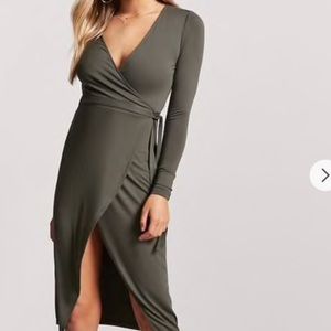 Forever 21 Olive Green Wrap Dress